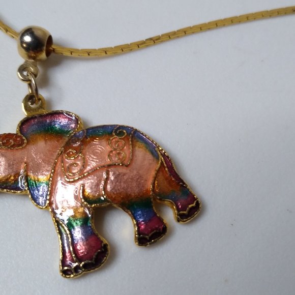 Pink And Blue Lucky Elephant Pendant Necklace 24 Inches - Picture 9 of 16